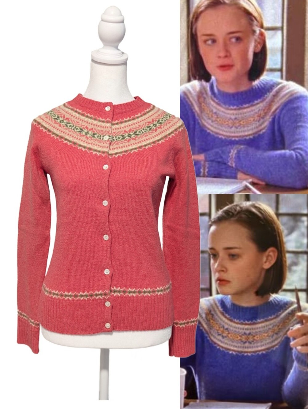 Vintage Nordic Sweater Alt ASO Gilmore Girls Cardigan Top Size XS/S Lambswool
